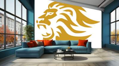 Lion Head Gold Logo Design Template Wall mural