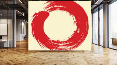 Red Enso Zen Japanese Circle Brush Sumi-e Vector Ink Illustration Design Logo Template Art Wall mural