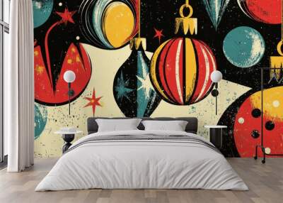 Close up illustration of festive decorations for coloring fun Wall mural