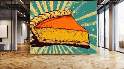 Coloring Book Design of a Homemade Delicious Pumpkin Pie for a Festive Celebration Wall mural