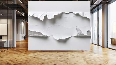 Torn paper on white backdrop Wall mural