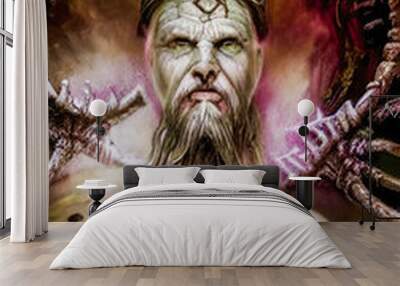 Surreal  mythological portrait illustration. This image was produced with artificial intelligence programs. Wall mural