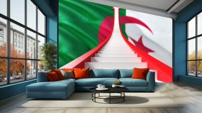 Algeria success concept. Graphic shaped staircase showing positive financial growth. Business theme. Wall mural