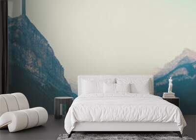 Background for lent season. Cross in the mountains Wall mural