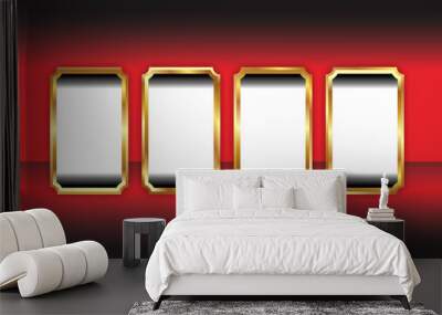 four column bar template for New Year 2023 theme, slot machine numbers spin to 2023 in red, black and gold Wall mural