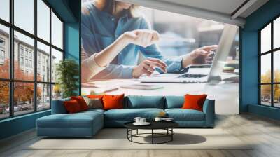 business people using laptop in office Wall mural