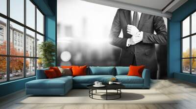 bw picture of young business man on a blured background Wall mural