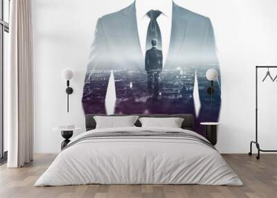 Double exposure concept with businessman silhouette Wall mural