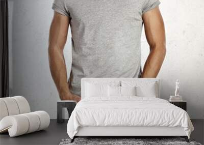 man wearing blank t-shirt Wall mural