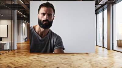 Portrait of a handsome bearded guy Wall mural