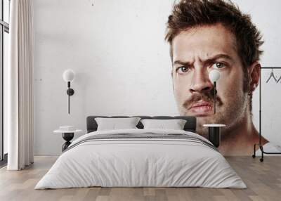 portrait of an angry man with mustache Wall mural