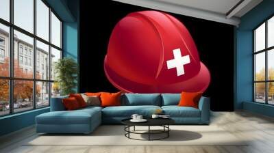 Red Hard Hat with White Cross
 Wall mural