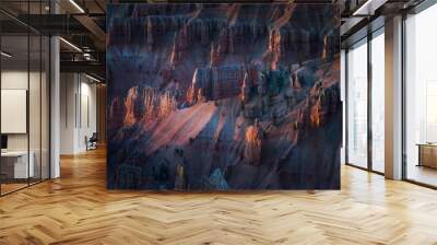 Sunlight Shining on Glowing Hoodoos Formation During Sunset in Cedar Breaks National Monument, Brian Head, Utah Wall mural