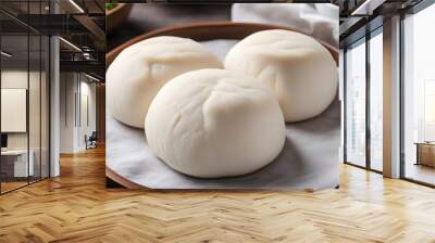 A fluffy steamed chinese mantou bread with a smooth white exterior, AI Generated Wall mural