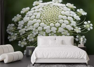 White queen annes lace with its intricate lacy flower clusters, AI Generated Wall mural