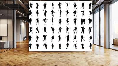 Zombie silhouette vector art white background Wall mural