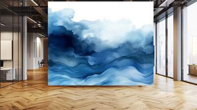 blue abstract design watercolor art illustration background water textured white painting splash Wall mural