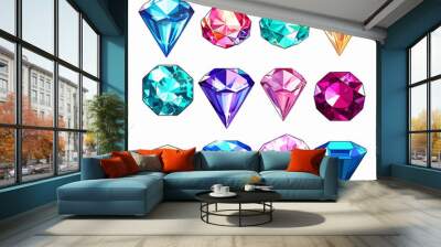 crystal jewelry jewel diamond gem gemstone stone set brilliant precious sapphire luxury vector tr Wall mural