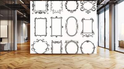 frame decorative vintage retro border set vector ornamental element ornate design illustration Wall mural