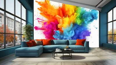 paint powder abstract explosion colors holi motion explode spray dust smoke textured fantasy splatter ba Wall mural