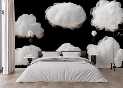 sky white clouds blue weather cartoon set nature cloudscape summer bright air vector heaven clima Wall mural