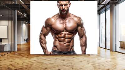 A man with muscular body portrait on transparent background Wall mural