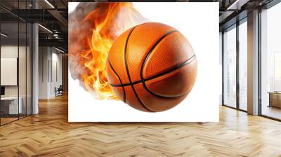 Basketball ball with fire flames isolated on transparent background. Wall mural