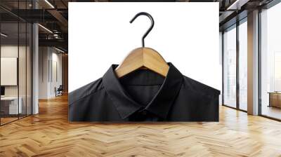 Black hanger on black shirt isolated on transparent background Wall mural