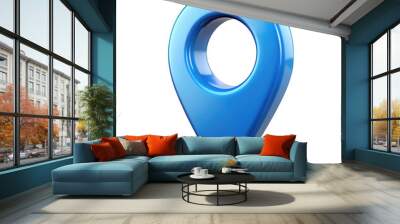 Blue location icon 3d isolated on transparent background Wall mural