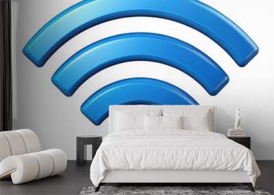 Blue wifi icon isolated on transparent background Wall mural