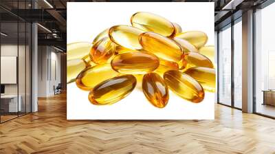 Omega 3 fish oil capsules isolated on transparent background. Wall mural