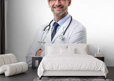 Portrait of a man doctor isolated on transparent background Wall mural