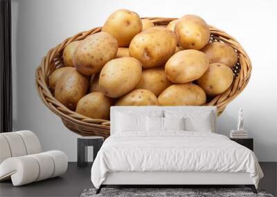 Potatoes in a basket isolated on transparent background Wall mural