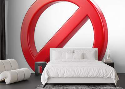 Red prohibition sign 3d isolated on transparent background Wall mural