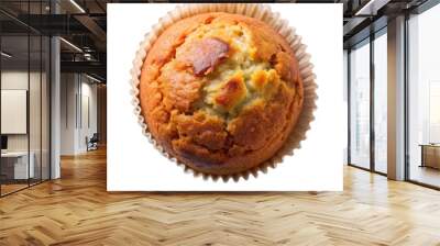 Tasty muffin cake top view isolated on transparent background Wall mural