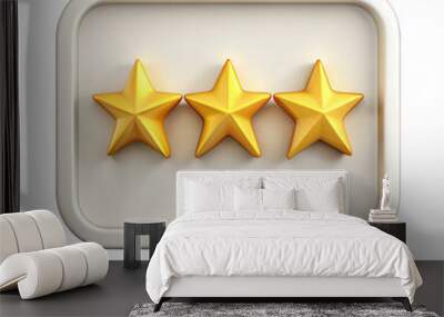 White speech bubble with gold rating star review isolated on transparent background Wall mural