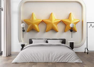 White speech bubble with gold rating star review isolated on transparent background Wall mural