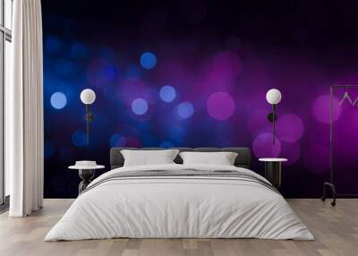 Blue and purple bokeh background. Wall mural