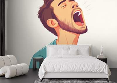 A man yawning flat illustration Wall mural