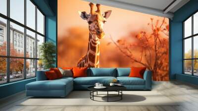 Giraffe within the wild nature Wall mural