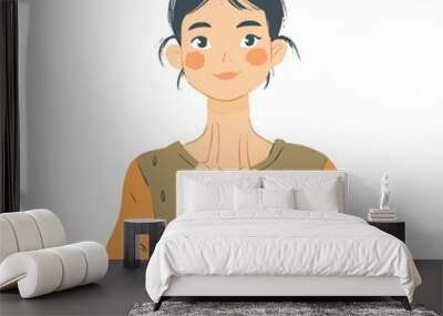 Praying girl cartoon Vector illustration Wall mural