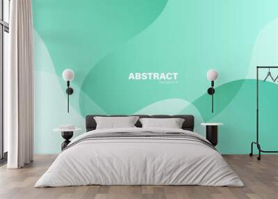 Abstract green fluid shape modern background with copy space, vector. Wall mural