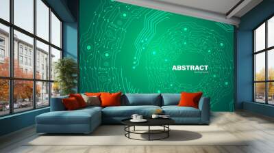 Abstract green technology modern background with copy space, vector. Wall mural