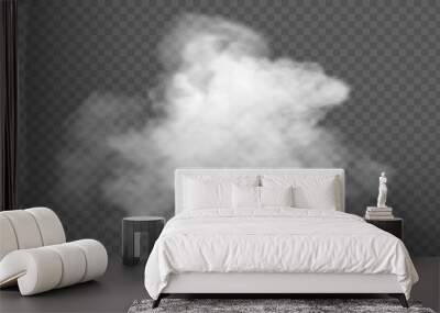 Transparent special effect stands out with fog or smoke. White cloud vector, fog or smog Wall mural