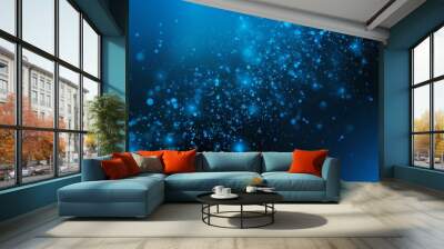 Dark blue and glow particle abstract background. Wall mural