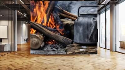 Campfire Kettle in Winter Wonderland Wall mural