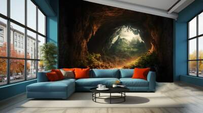 dark natural cave with cinematic lighting Wall mural