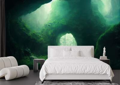 Fantasy cave entrance in the forest Wall mural