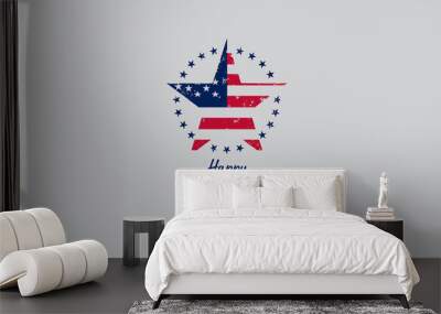 happy memorial day, memorial day, t-shirt design, usa flag- vector Wall mural