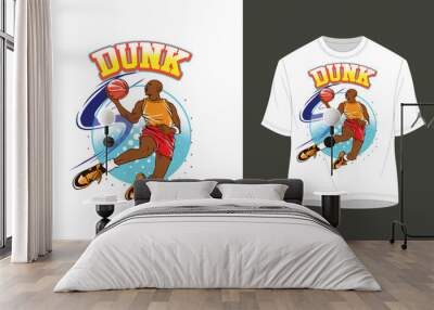 Slam Dunk Basketball sport graphic for young design t shirt print, basketball retro vintage typography Graphic Vector Tshirt Illustration  Wall mural